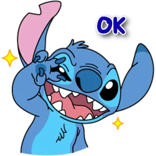 👌 8aa4cfc9 Stitch Lilo & Stitch OK Stitch, okay, ok, süß, Cartoon, Disney telegram sticker