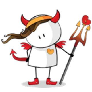 😈 1f808ef1 Cartoon, Teufel, Niedlich, Figur, Rot, Herz, Hörner, Schwanz whatsapp sticker