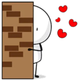 👁 2196dc4b Strichmännchen, Herz, Liebe, Gucken, Cartoon, Wand whatsapp sticker