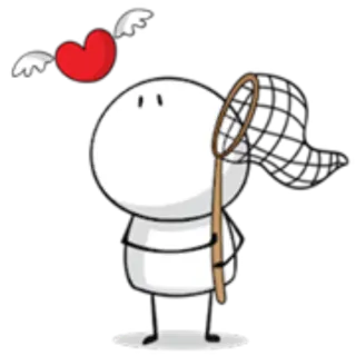 🕊 3e24849c Cartoon, Herz, Flügel, Strichmännchen, Liebe, skurril whatsapp sticker