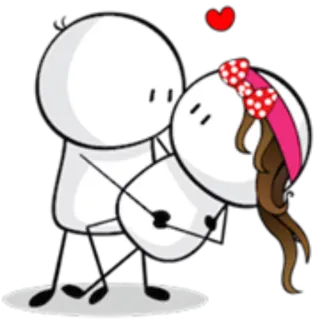💋 46640ced paar, liebe, cartoon, romantisch, kuss, strichmännchen, zuneigung, romanze whatsapp sticker