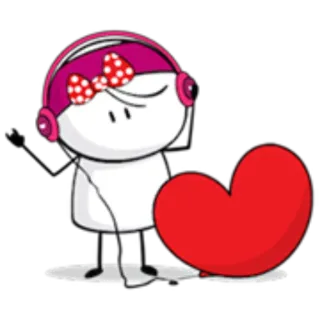 🎧 9f4d5847 Cartoon, Herz, Kopfhörer, Figur, Liebe, Sticker whatsapp sticker