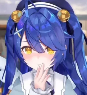 😀 06ae9648 Anime, Ragazza, Carina, Capelli blu, Occhi gialli, Cartone animato, Mascotte, Personaggio telegram sticker