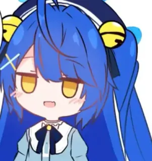 😏 12716ba3 Anime, Cartone animato, Carino, Kawaii, Capelli blu, Personaggio telegram sticker