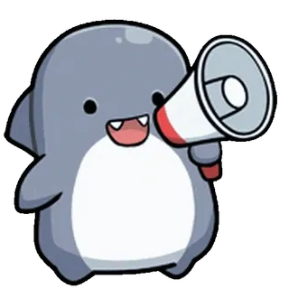 ⭐ 35076df3 상어, 만화, 귀여운, 동물, 확성기, 알림 whatsapp sticker