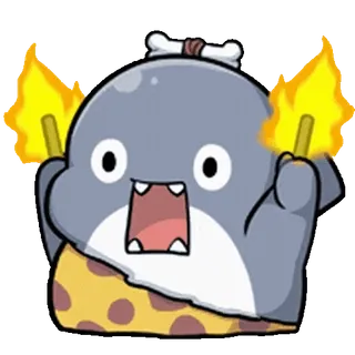 ⭐ b18125da 만화, 캐릭터, 횃불, 놀람, 원시인, 불 whatsapp sticker