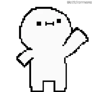 👋 ae84e378 @stickermaze Pixel Art, Weiße Figur, Winken, Sticker, Illustration telegram sticker