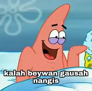 🤙 05dd9cc5 Patrick Star Spongebob Squarepants kalah beywan gausah nangis patrick star, spongebob, cartoon, meme telegram sticker