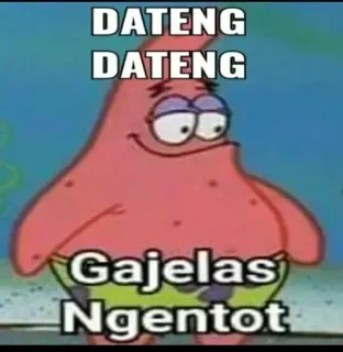 🤬 c91f47aa Patrick Star SpongeBob SquarePants DATENG DATENG Gajelas Ngentot patrick star, spongebob schwammkopf, cartoon, lustig, meme, indonesisch telegram sticker