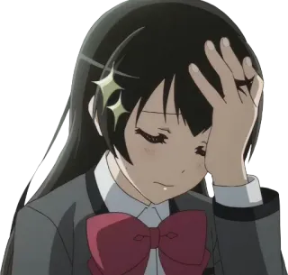 🤦‍♀️ 99665210 Anime, ragazza, stanca, delusa, triste, uniforme scolastica whatsapp sticker