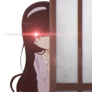 😈 a8b91690 Anime, Ragazza, Sbirciare, Porta, Inquietante, Sorridendo whatsapp sticker