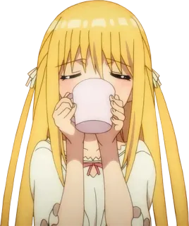 ☕️ fe0853f9 Anime, Ragazza, Bere, Carino, Kawaii whatsapp sticker