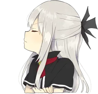 😤 40958fae Anime, Ragazza, Capelli Bianchi, Carina, Nastro, Ritratto telegram sticker