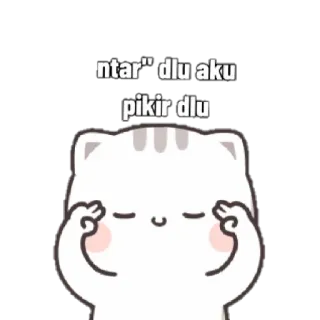 🤓 4544869a ntar'' dlu aku pikir dlu chat, pensif, mignon, dessin animé, animal telegram sticker