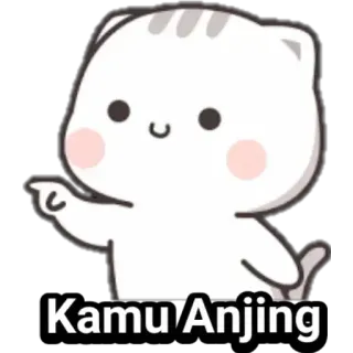 😆 547e3f87 Kamu Anjing chat, pointage, insulte, dessin animé, animal telegram sticker