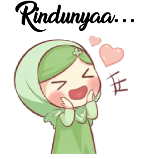 💕 29b495e7 开心 happy, girl, hijab, smile, cute, cartoon, hearts telegram sticker