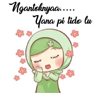 😴 c090bbe9 cartoon, character, muslim, hijab, flowers, cute telegram sticker