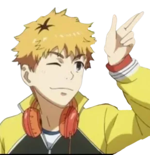 👋 7b73165e Anime, Charakter, Kopfhörer, Zwinkern telegram sticker