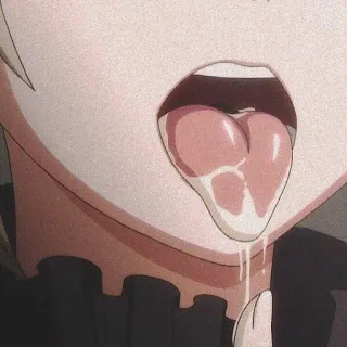 😋 1738bedc 애니메이션, 혀, 얼굴, 입 벌림, 침, 만화 telegram sticker