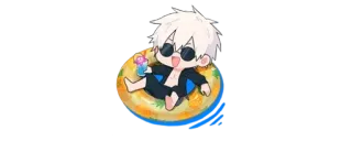 ✨ e9348e54 Chibi, Anime, Verão, Piscina, Relaxamento, Kawaii, Fofo whatsapp sticker
