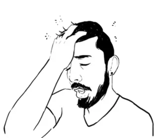 😖 1e416b55 cansado, triste, estresado, hombre, ilustración, agotado, dolor de cabeza whatsapp sticker