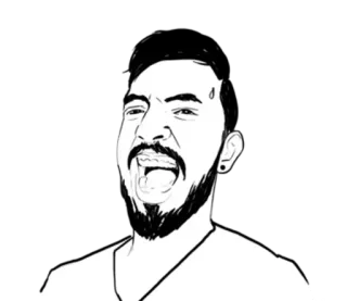 🥵 4817aebf hombre, sudor, dibujos animados, retrato, barba, boca abierta whatsapp sticker