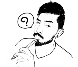 🤔 a027563c pregunta, pensando, hombre, boceto, barba, duda, inquiriendo whatsapp sticker