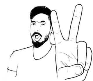 ✌️ babb4dee hombre, paz, dedos, barba, retrato, ilustración whatsapp sticker