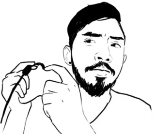 🤨 ff591324 hombre, juego, jugador, auriculares, barba, blanco, negro, cara whatsapp sticker