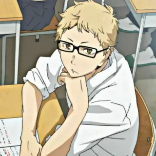 🤔 612dac96 Kei Tsukishima Haikyuu!! Anime, Haikyuu!!, Kei Tsukishima, Tsukki, Tóc vàng, Kính telegram sticker