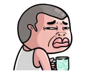 🤨 d02db993 Dibujo animado, Hombre, Expresión, Bebiendo, Divertido, Caricatura telegram sticker