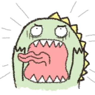 😲 95c72294 怪物, 恐龙, 卡通, 搞笑, 可爱, 绿色, 舌头 telegram sticker