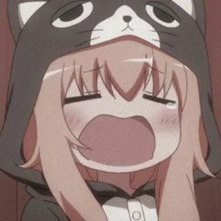 🔰 515f0332 anime, girl, cute, yawning, cat hood, cartoon, sleepy telegram sticker