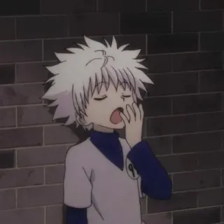 🥱 5ab32f2e Killua Zoldyck Hunter x Hunter anime, boy, white hair, yawning, cartoon, cute telegram sticker