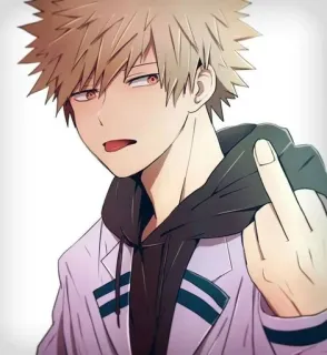 🖕 d1e11644 Bakugo My Hero Academia anime, my hero academia, bakugo, character, offensive gesture telegram sticker