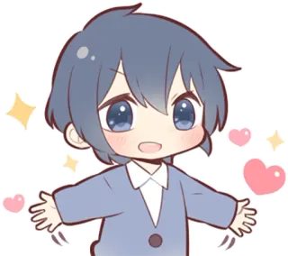 😃 16b6172f อนิเมะ, การ์ตูน, จิบิ, น่ารัก, คาวาอิ, หัวใจ, ประกาย telegram sticker