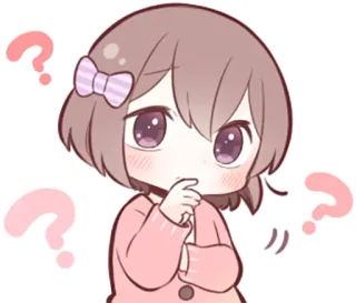 ❓ 20277326 อนิเมะ, ผู้หญิง, คำถาม, คิด, น่ารัก, จิบิ telegram sticker