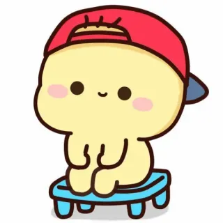 🐮 f316e3c5 Cartoon, Süß, Figur, Kappe, Skateboard, Kawaii whatsapp sticker