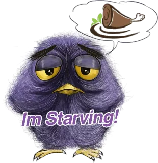 🍗 42821acb Im Starving! Vogel, hungrig, Essen, Hunger, Cartoon, süß whatsapp sticker