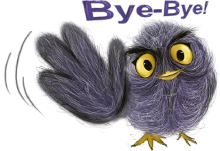 👋 b3dcc110 Bye-Bye! Eule, Vogel, Winken, Tschüss, Auf Wiedersehen, Cartoon whatsapp sticker