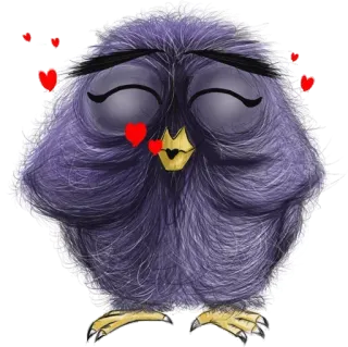 ❤️ b8ae2184 Eule, Vogel, süß, lila, Herzen, Kuss, Liebe, Cartoon whatsapp sticker