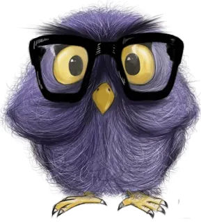 🤓 bc9871ed vogel, eule, brille, süß, cartoon, lila, tier whatsapp sticker