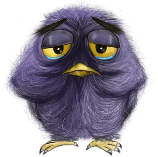 ☹️ d5fab9be Vogel, traurig, süß, Cartoon, Tier, lila, flauschig whatsapp sticker