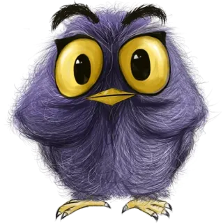 🙄 e0d5c8eb Eule, Vogel, Cartoon, süß, Tier, lila, flauschig whatsapp sticker