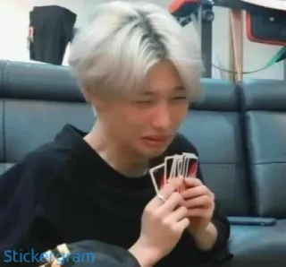 😬 f7922ed5 Stickergram คน, ไพ่, ในร่ม, สติกเกอร์แกรม, ผู้ชาย telegram sticker