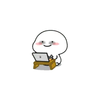 😀 e9d3877f travail, ordinateur portable, mignon, fatigué, dessin animé telegram sticker