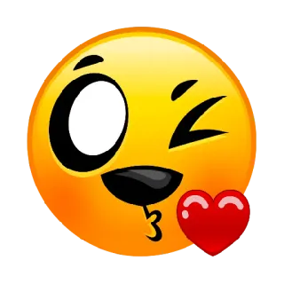😀 0477c9bf emoji, amor, beso, corazón, guiño, amarillo telegram sticker
