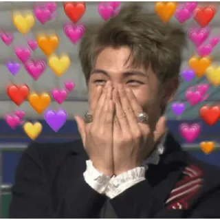 😀 ea344fed homme, coeurs, visage caché, joyeux, mignon, affection whatsapp sticker