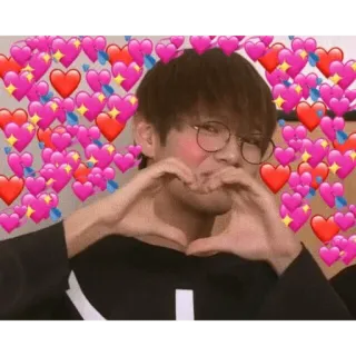 😀 f44b82af cœur, amour, affection, lunettes, asiatique whatsapp sticker