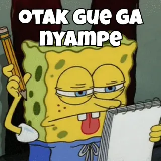 😀 7f2f075c Spongebob Squarepants OTAK GUE GA NYAMPE bob esponja, confundido, pensando, dibujos animados, indonesio whatsapp sticker